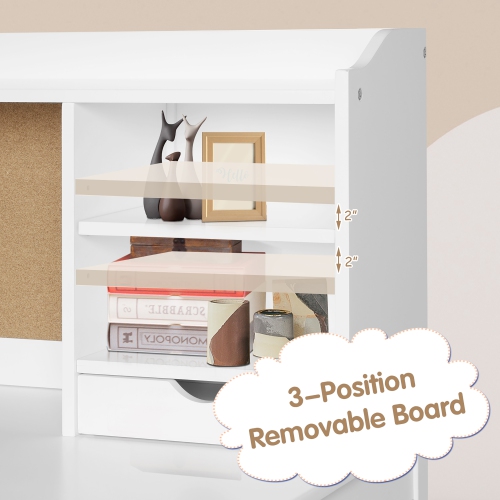 Costway Kids Desk & Chair Set Study Writing Desk w/ Hutch & Bookshelves