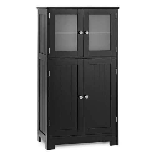Costway Bathroom Floor Storage Cabinet Kitchen Cupboard w/Doors&Adjustable Shelf