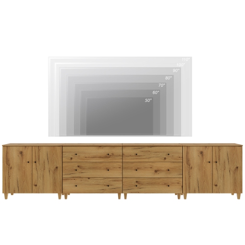 WAMPAT 4-in-1 Sideboard Buffet Cabinet with 4 Doors & 6 Drawers, 142" Modern Credenza Storage Cabinet, Coffee Bar Server Table with Storage for