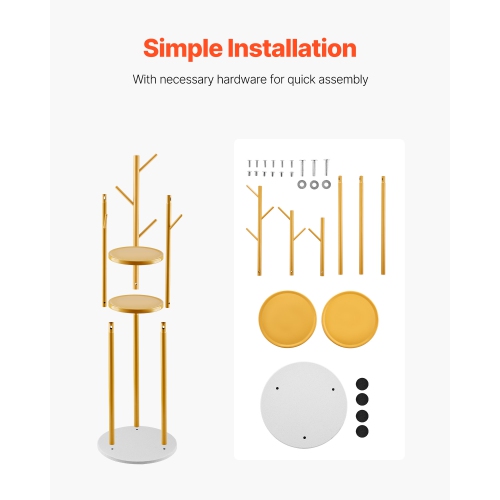 Portemanteau à 9 crochets VEVOR, portemanteau autonome avec base en pierre à quartz, portemanteau autonome pour entrée, chambre, bureau, salon,