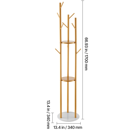 Portemanteau à 9 crochets VEVOR, portemanteau autonome avec base en pierre à quartz, portemanteau autonome pour entrée, chambre, bureau, salon,