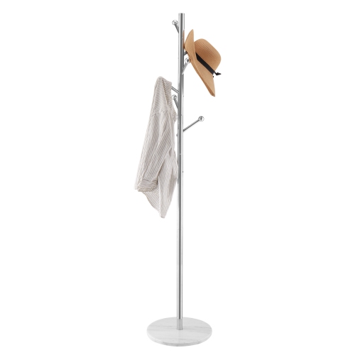 VEVOR 8 Hooks Coat Rack, Freestanding Coats Rack Stand with Stable Marble Base, Free Standing Hall Coat Tree for Entryway, Bedroom, Office, Living