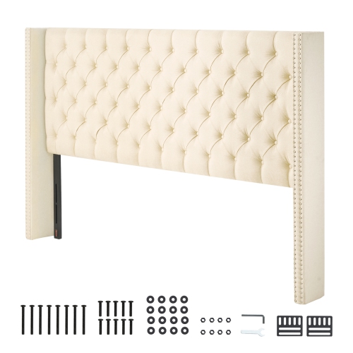 VEVOR King Size Headboard, Headboard with Adjustable Height, Comfortable Diamond Tufted for King Size Bed, W84.1 x H x D 8.27 in, Ideal for Bedroom,