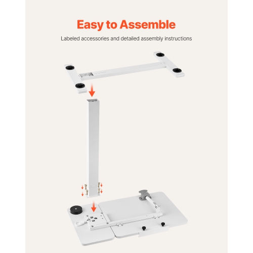 VEVOR Overbed Table, Mobile Bed Side Table with Flip Desktop and 4 Hidden Wheels, Height & Angle Adjustable Rolling Laptop Desk with Cup Holder,