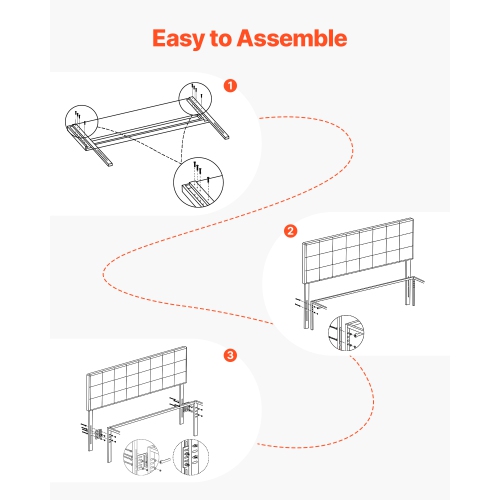 VEVOR Queen Size Headboard, Headboard with Adjustable Height, Comfortable Diamond Tufted for Queen Size Bed, W62.2 x H(42.72-54.53) x D2.76 in, Ideal