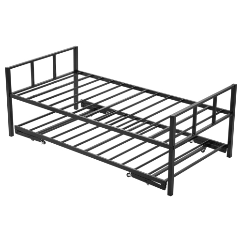 VEVOR  Twin Size Daybed Frame, Day Bed \w Trundle, Heavy Duty Metal Platform Bed Frame, Twin Daybed \w Metal Slats Support for Living Room, Guest
