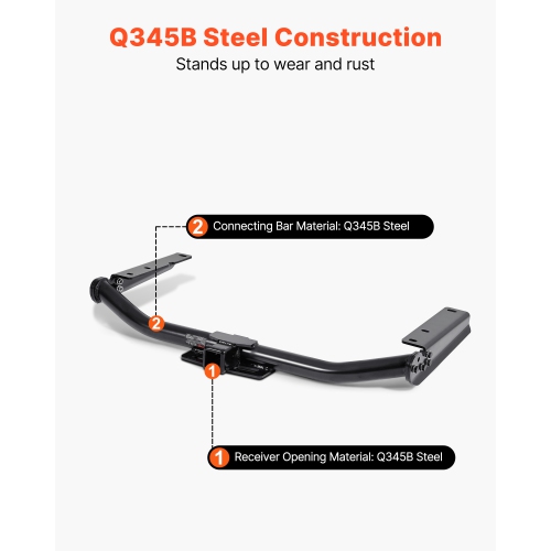 VEVOR Class 3 Trailer Hitch, 2-Inch Receiver, Compatible with 2014-2019 Toyota Highlander, Q345B Steel Tube Frame, Multi-Fit Hitch to Receive Ball