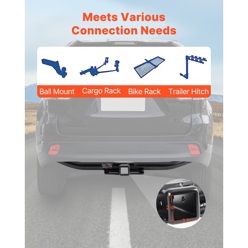 VEVOR Class 3 Trailer Hitch, 2-Inch Receiver, Compatible with 2014-2019 Toyota Highlander, Q345B Steel Tube Frame, Multi-Fit Hitch to Receive Ball