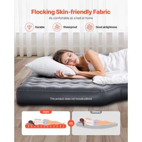 VEVOR Car Air Mattress, Inflatable Car Camping Mattress, Oxford Thickened Travel Beds, Comfortable and Durable Portable Sleeping Pad with Air Pump,