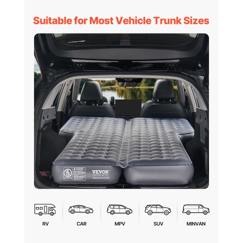 VEVOR Car Air Mattress, Inflatable Car Camping Mattress, Oxford Thickened Travel Beds, Comfortable and Durable Portable Sleeping Pad with Air Pump,