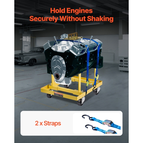 VEVOR 750 LBS Load Engine Stand,Engine Motor Stand with Adjustable Width & Length,Heavy-Duty Steel Motor Holder with 4 Swivel Casters and 2 Ratchet