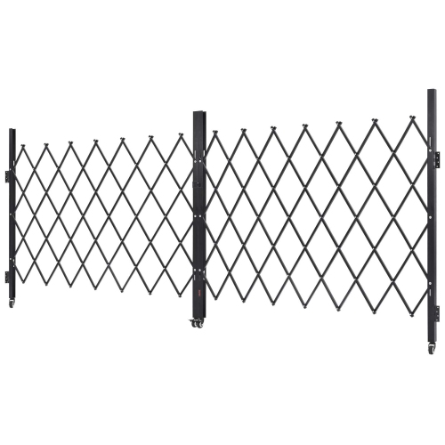 VEVOR 145.67 x 63.19 in Double Folding Security Gate, Lockable Scissor Gate with 360° Swivel Casters, Outdoor Barricade Steel Retractable Gates, for