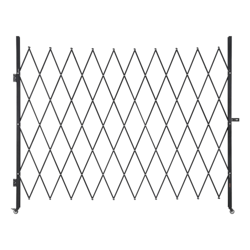 VEVOR  94.49 X 86.81 In Single Folding Security Gate, Lockable Scissor Gate w 360° Swivel Casters, Outdoor Barricade Steel Retractable Gates, For