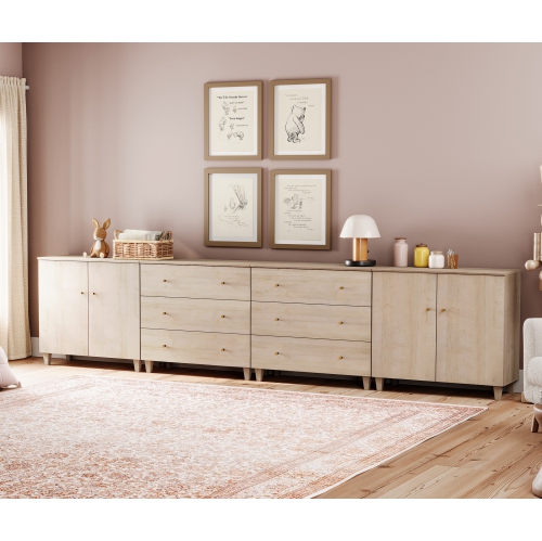 WAMPAT 4-in-1 Sideboard Buffet Cabinet with 4 Doors & 6 Drawers, 142" Modern Credenza Storage Cabinet, Coffee Bar Server Table with Storage for