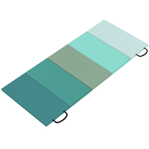 Soozier 6ft Folding Gymnastics Mat, Thick Exercise Mat with Carry Handles for Home Gym Yoga Aerobics Fitness Training, Mixed Green