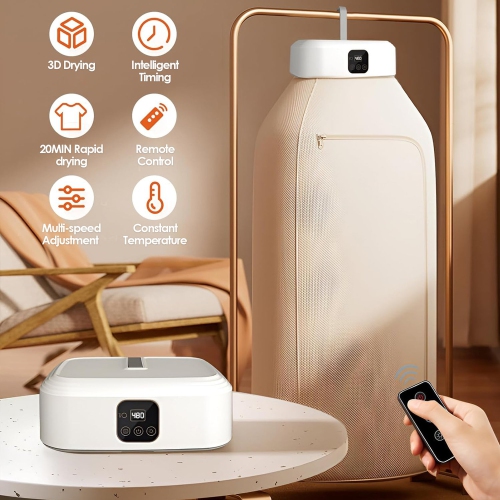 Sécheuse portative, petite sécheuse avec télécommande, sécheuse de voyage compacte pliable avec sac sec pour VR, voyage, maison