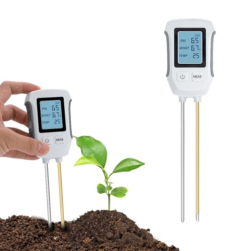 Soil Meter 3 in 1 Professional Dual Probes Soil Meter for Moisture /Temp/PH LCD Digital Soil Moisture Meter Precison Agriculture Soil Meter