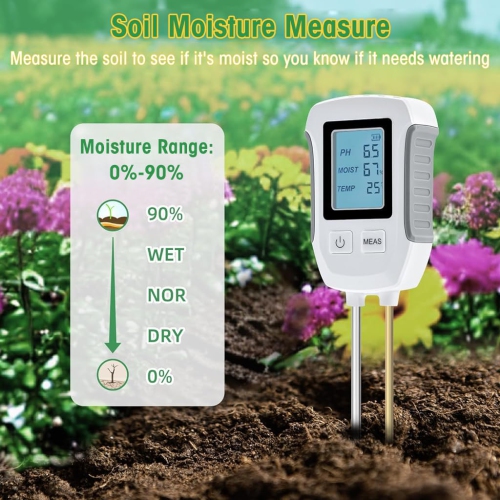 Soil Meter 3 in 1 Professional Dual Probes Soil Meter for Moisture /Temp/PH LCD Digital Soil Moisture Meter Precison Agriculture Soil Meter