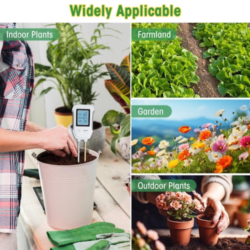 Soil Meter 3 in 1 Professional Dual Probes Soil Meter for Moisture /Temp/PH LCD Digital Soil Moisture Meter Precison Agriculture Soil Meter