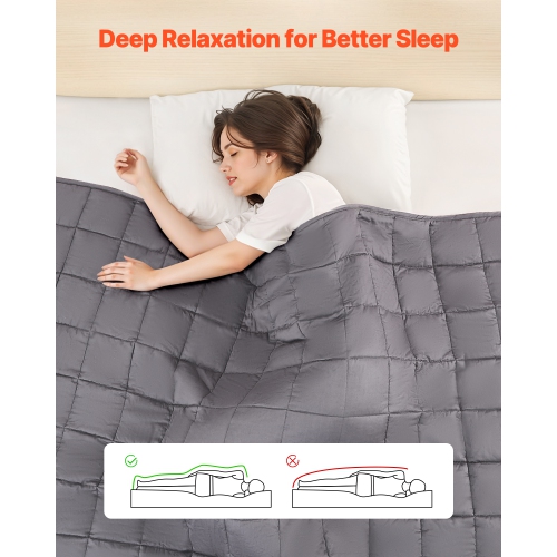 VEVOR 25 lbs Weighted Blanket, 80 x 87 in King Size, Soft 100% Cotton Heavy Blanket with Glass Beads, Breathable Material, Suitable for 250-310 lbs