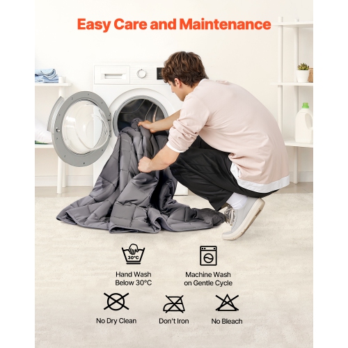 VEVOR 25 lbs Weighted Blanket, 80 x 87 in King Size, Soft 100% Cotton Heavy Blanket with Glass Beads, Breathable Material, Suitable for 250-310 lbs