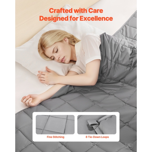 VEVOR 25 lbs Weighted Blanket, 88 x 104 in King Size, Cooling Breathable Heavy Blanket with Glass Beads, All-Season Use, Suitable for 250-310 lbs