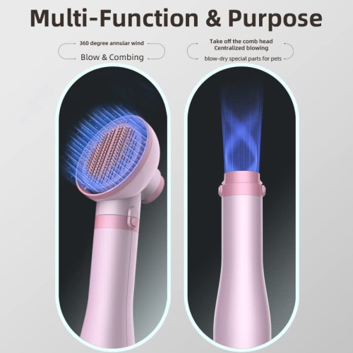 Portable 2-in-1 Gentle Grooming Blower Dryer with Slicker Brush for Dogs and Cats, Portable Pet Slicker Brush Dog Hair Dryer