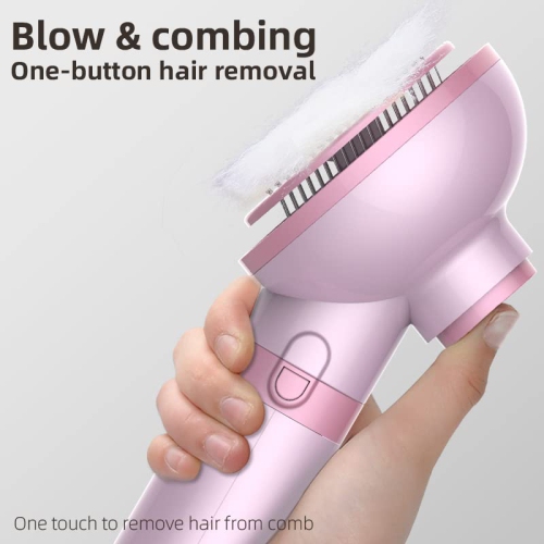 Portable 2-in-1 Gentle Grooming Blower Dryer with Slicker Brush for Dogs and Cats, Portable Pet Slicker Brush Dog Hair Dryer