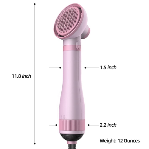 Portable 2-in-1 Gentle Grooming Blower Dryer with Slicker Brush for Dogs and Cats, Portable Pet Slicker Brush Dog Hair Dryer