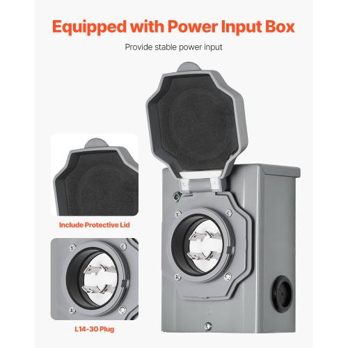 VEVOR 30-Amp Manual Transfer Switch, 6-Circuit, Prewired Generator Transfer Switch Kit with NEMA L14-30P Power Inlet Box, Double-Throw Switch, NEMA