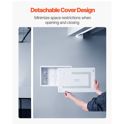 VEVOR 9-Inch Structured Media Enclosure, Recessed in-Wall Media Box with Cover, Wall-Mount Cable Management Box Kit, Structured Wiring Multi-Media