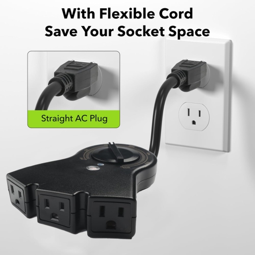 BN-LINK Outdoor Timer: Photocell, waterproof, 24h countdown, 3 outlets – black.