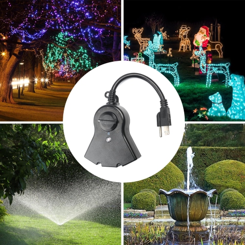 BN-LINK Outdoor Timer: Photocell, waterproof, 24h countdown, 3 outlets – black.