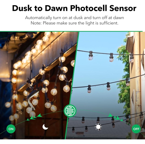 HBN Outdoor Light Timer: Waterproof & Weatherproof, Dusk-to-Dawn Photocell Sensor, Remote Control, 2-8H Countdown, 1 Grounded Outlet, 15A 1875W