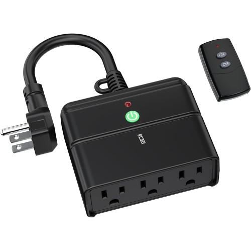 BN-LINK Wireless Outlet: Indoor/outdoor, 3-prong. 100ft range, 15AMP, weatherproof, ETL (batt incl).