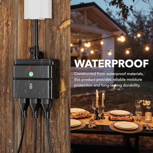 BN-LINK Wireless Outlet: Indoor/outdoor, 3-prong. 100ft range, 15AMP, weatherproof, ETL (batt incl).