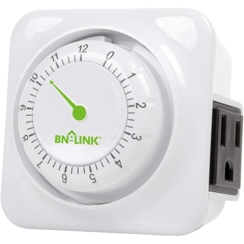 BN-LINK 12-Hour Indoor Timer: 3-prong, 15-min increments – kitchen/chargers/lamps. 1875W, 1/2HP, ETL