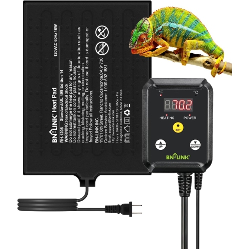 BN-LINK – Chaufferette pour reptile de 8 x 12&nbsp;po&nbsp;: Thermostat numérique combiné
