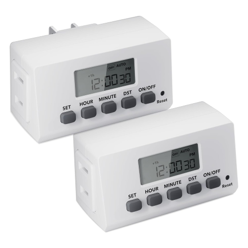 BN-LINK 24-Hour Digital Timer: Indoor 2-prong, LCD – for lights, fans. 15A/1875W.