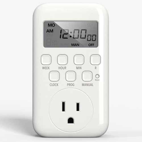 BN-LINK 7-Day Digital Timer Outlet, 3-Prong, Programmable, Indoor, 125V 15A 1875W 60Hz