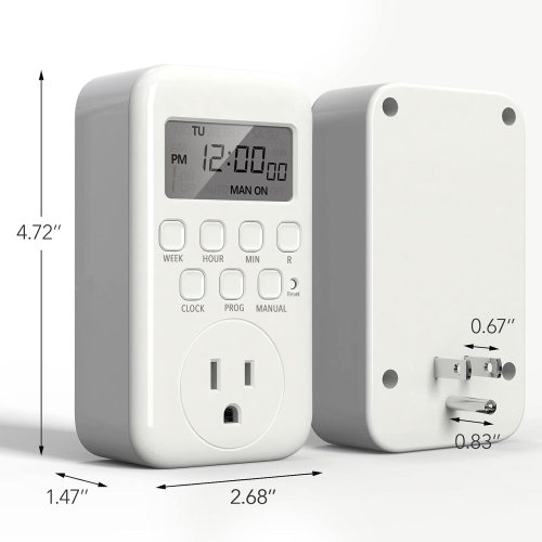 BN-LINK 7-Day Digital Timer Outlet, 3-Prong, Programmable, Indoor, 125V 15A 1875W 60Hz