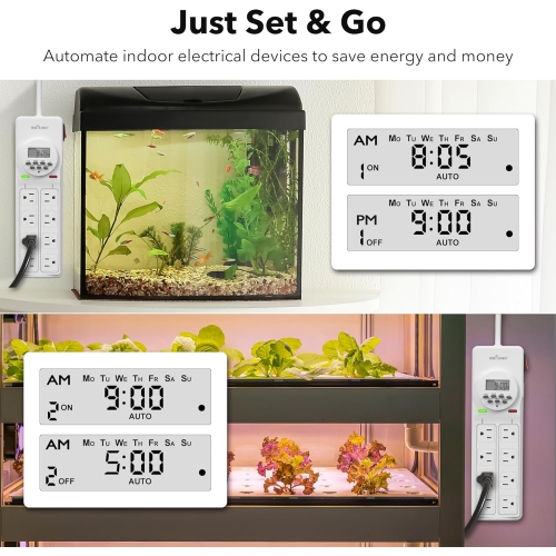 BN-LINK 8-Outlet Surge Protector: 4 timed, 4 always-on – 7-day digital timer