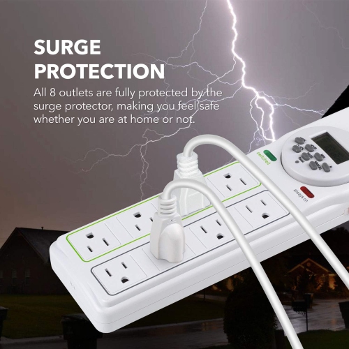 BN-LINK 8-Outlet Surge Protector: 4 timed, 4 always-on – 7-day digital timer