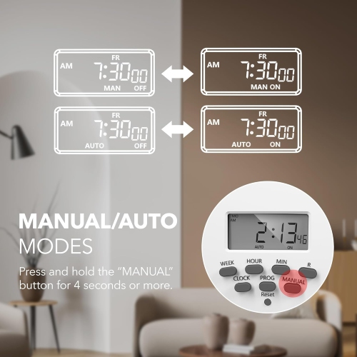 BN-LINK 8-Outlet Surge Protector: 4 timed, 4 always-on – 7-day digital timer