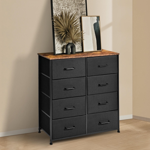 SortWise Dresser with Wood Top and Steel Frame, 8 Drawer Chest Storage Tower Organizer Nightstand
