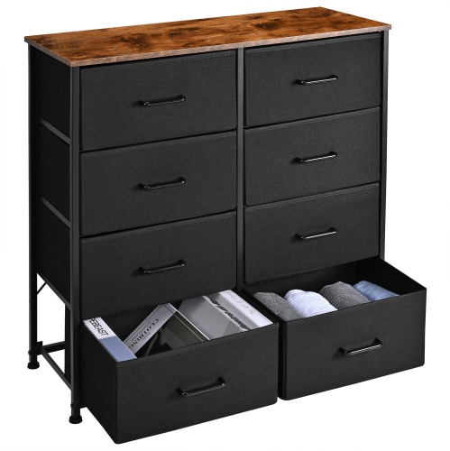 SortWise Dresser with Wood Top and Steel Frame, 8 Drawer Chest Storage Tower Organizer Nightstand