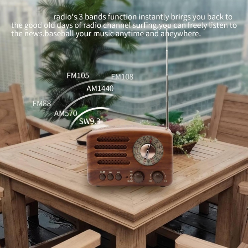 Radio portative rétro haut-parleur Bluetooth, petite radio avec bonne réception, radio AM FM Bluetooth portative rechargeable, prise en charge TF