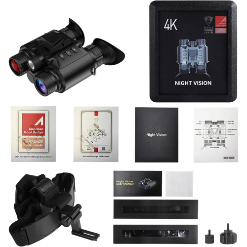 4K 2500ft Head-mounted Infrared Night Vision Goggles, Tactical Light, 8x Digital Zoom, Adult Binoculars for Outdoor, Camping and Travel