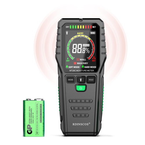 Pinless Moisture Meter, Non-Invasive Digital Wood Moisture Tester, Wall Moisture Detector Suitable for Walls, Wood, and Buildings