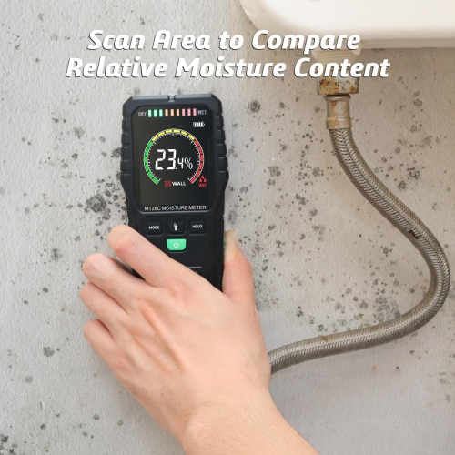 Pinless Moisture Meter, Non-Invasive Digital Wood Moisture Tester, Wall Moisture Detector Suitable for Walls, Wood, and Buildings